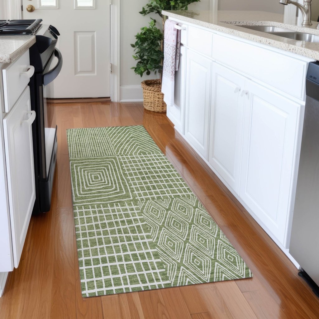 LOOMLAN Rugs Owen Green Washable Indoor-Outdoor Rug