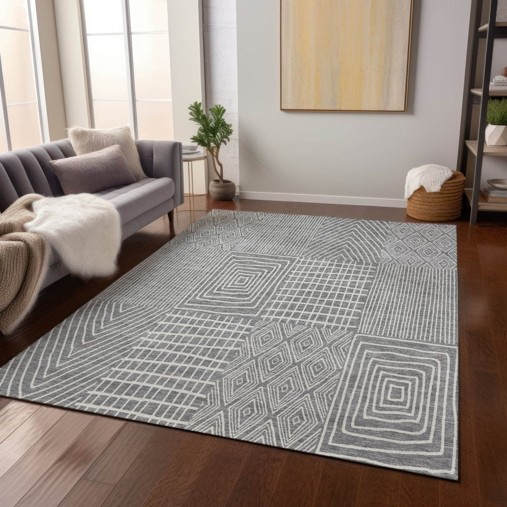 LOOMLAN Rugs Owen Grey Washable Indoor-Outdoor Rug