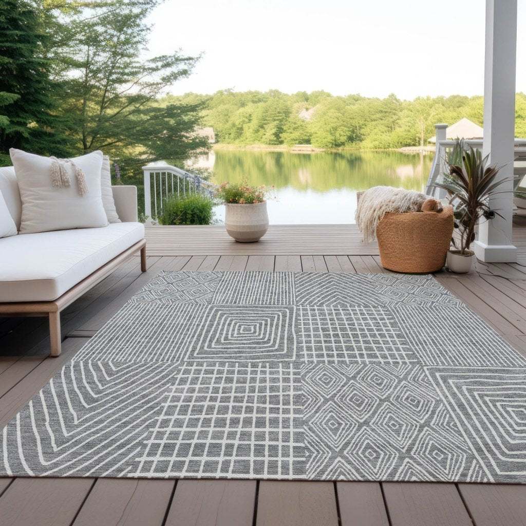 LOOMLAN Rugs Owen Grey Washable Indoor-Outdoor Rug
