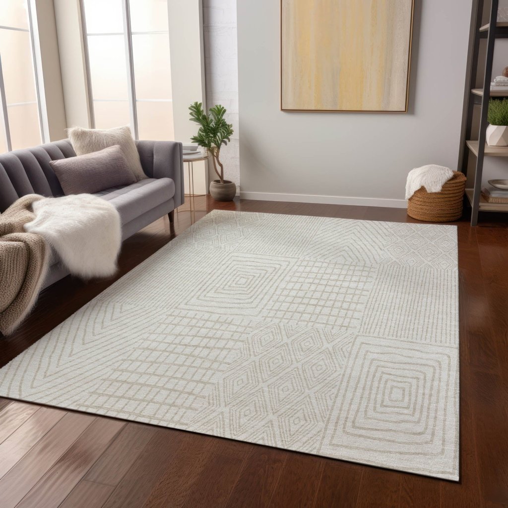 LOOMLAN Rugs Owen Ivory Washable Indoor-Outdoor Rug