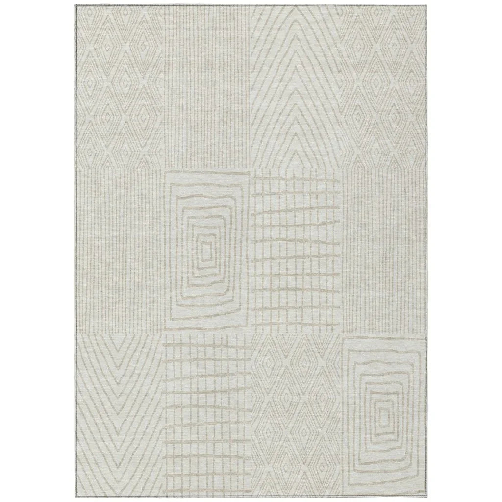 LOOMLAN Rugs Owen Ivory Washable Indoor-Outdoor Rug
