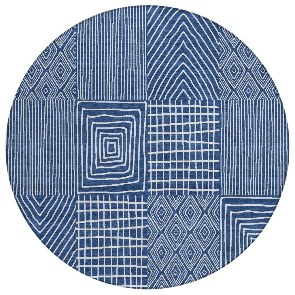 LOOMLAN Rugs Owen Navy Washable Indoor-Outdoor Rug