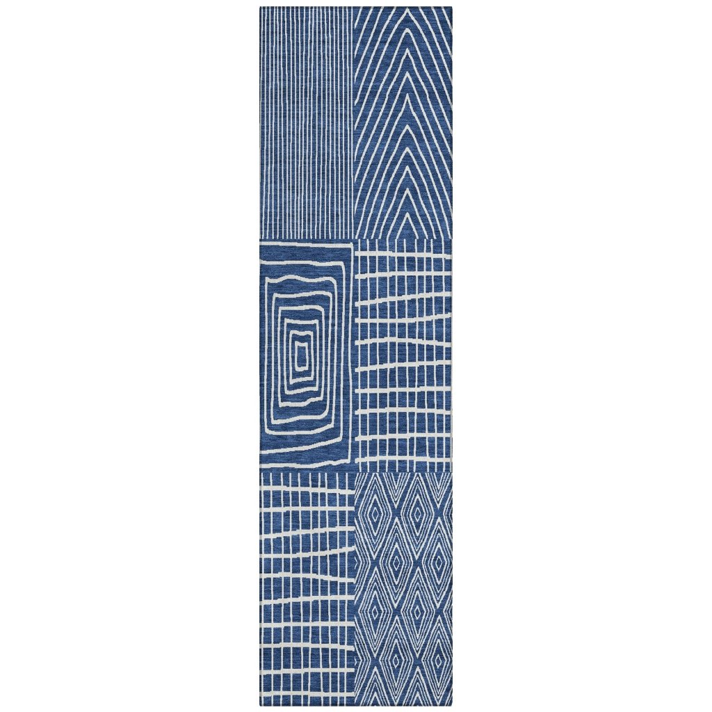 LOOMLAN Rugs Owen Navy Washable Indoor-Outdoor Rug