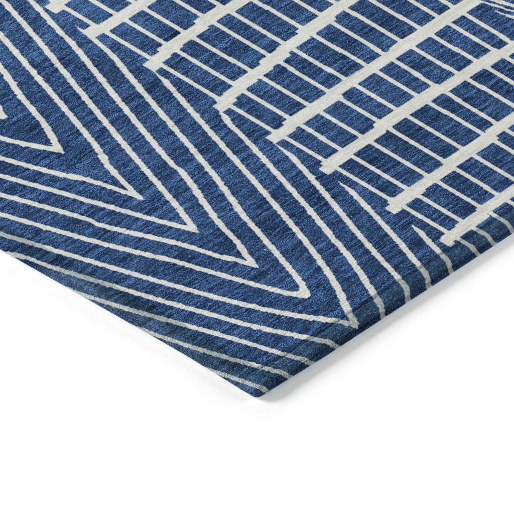 LOOMLAN Rugs Owen Navy Washable Indoor-Outdoor Rug