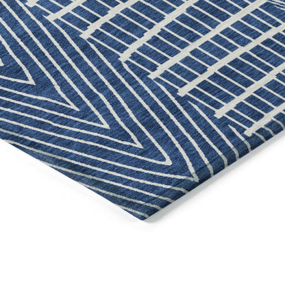 LOOMLAN Rugs Owen Navy Washable Indoor-Outdoor Rug