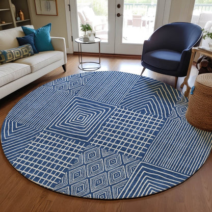 LOOMLAN Rugs Owen Navy Washable Indoor-Outdoor Rug