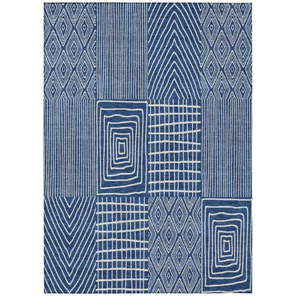 LOOMLAN Rugs Owen Navy Washable Indoor-Outdoor Rug