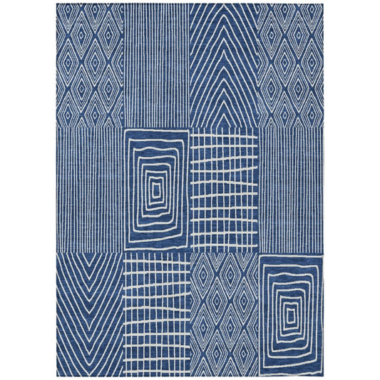 LOOMLAN Rugs Owen Navy Washable Indoor-Outdoor Rug