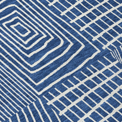 LOOMLAN Rugs Owen Navy Washable Indoor-Outdoor Rug