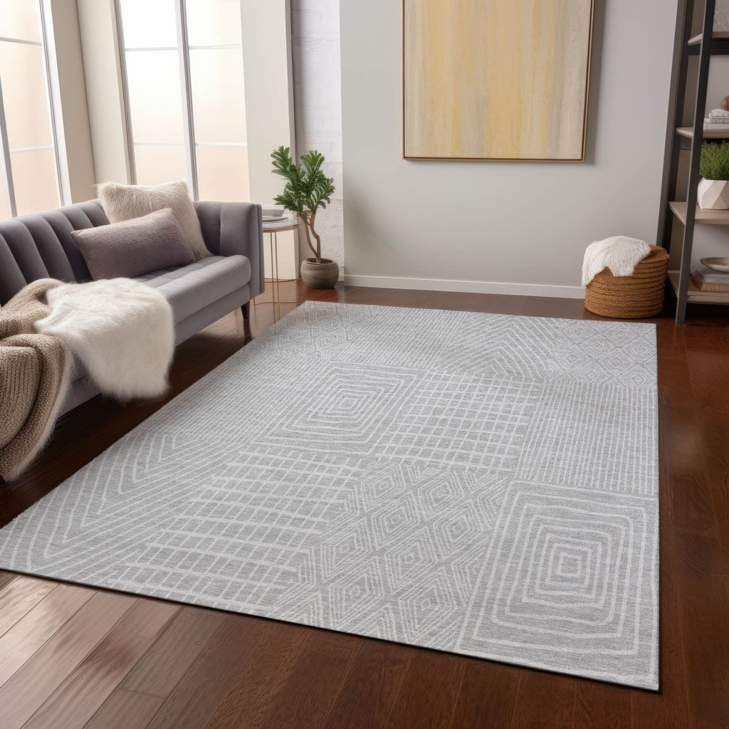 Owen Silver Washable Indoor - Outdoor Rug - LOOMLAN - LOOMLAN Rugs - Outdoor Rugs