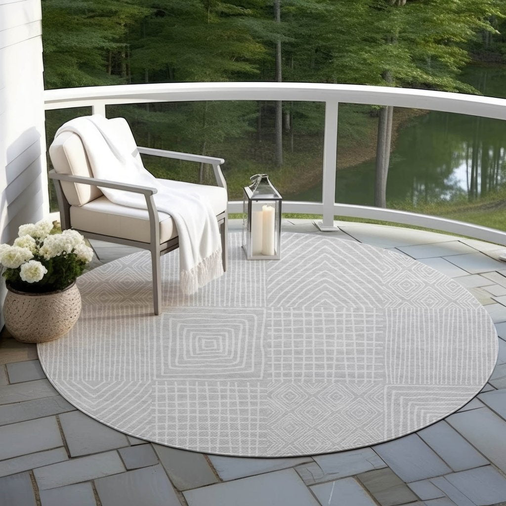 Owen Silver Washable Indoor - Outdoor Rug - LOOMLAN - LOOMLAN Rugs - Outdoor Rugs