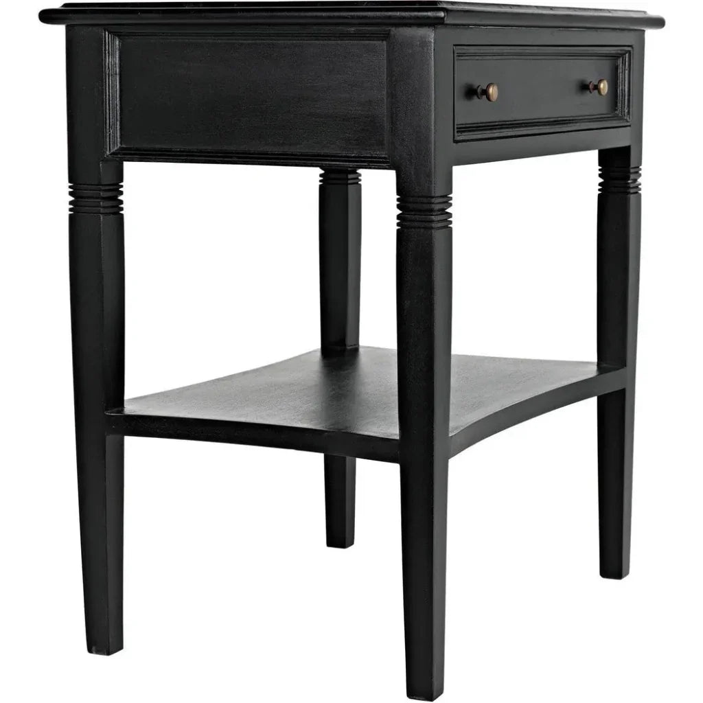 Noir Oxford Single Drawer Wooden Side Table