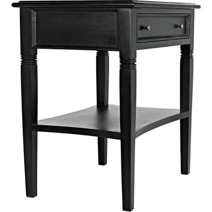 Noir Oxford Single Drawer Wooden Side Table