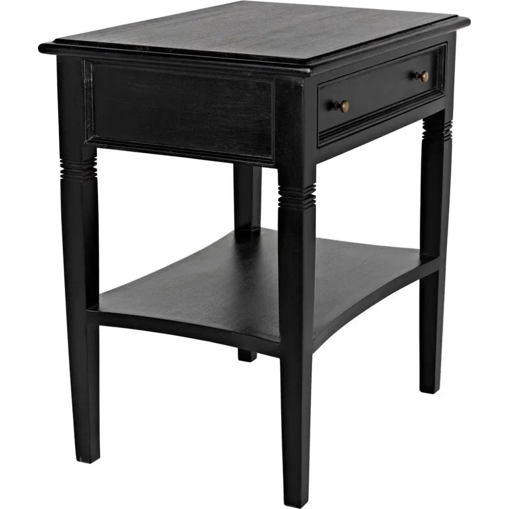 Noir Oxford Single Drawer Wooden Side Table