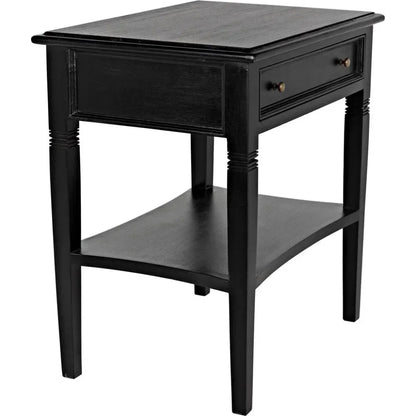 Noir Oxford Single Drawer Wooden Side Table