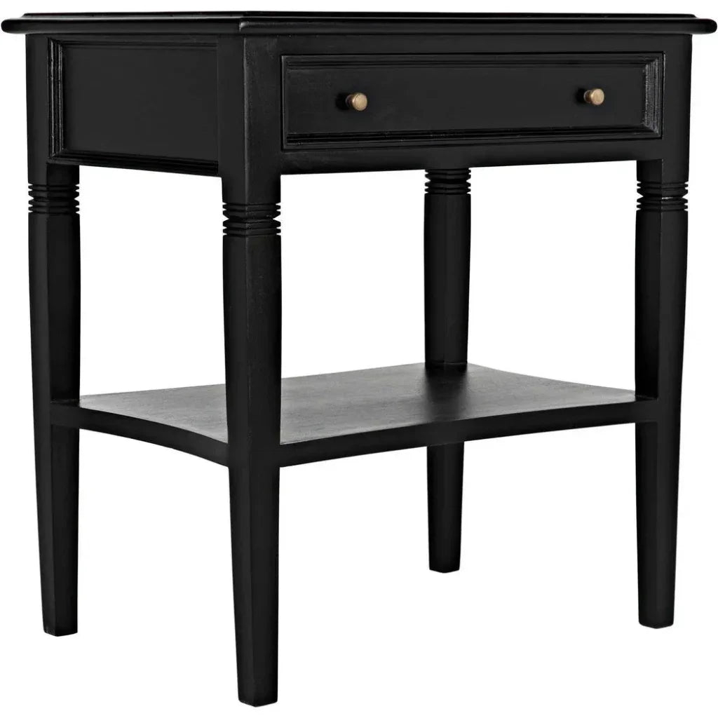 Noir Oxford Single Drawer Wooden Side Table