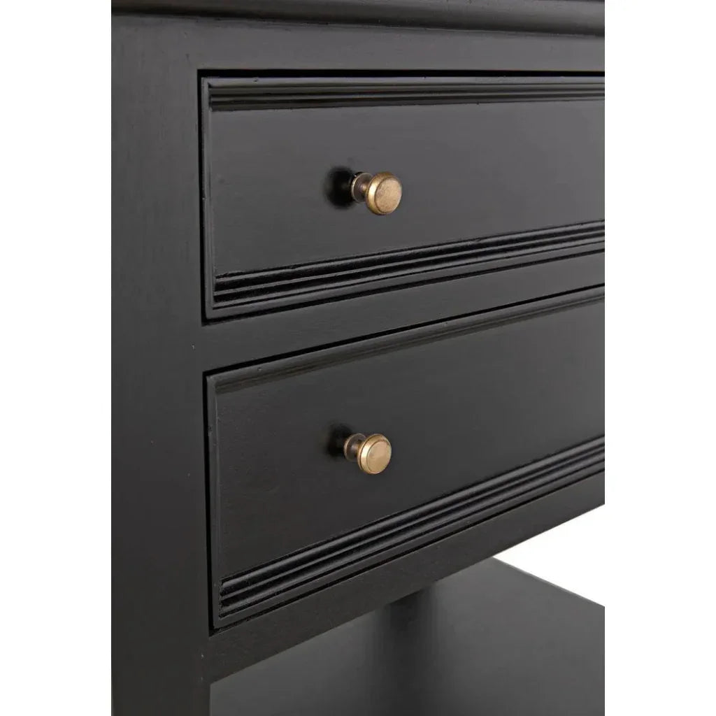 Noir Oxford Two Drawers Wooden Side Table