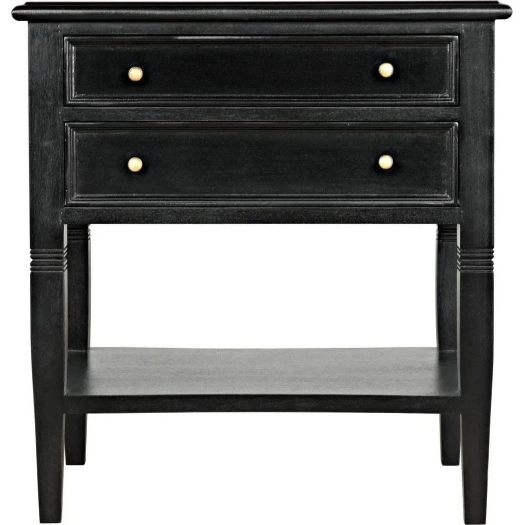Noir Oxford Two Drawers Wooden Side Table