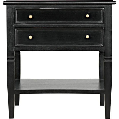 Noir Oxford Two Drawers Wooden Side Table