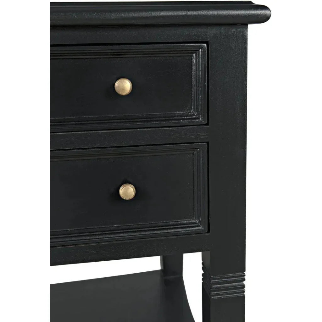 Noir Oxford Two Drawers Wooden Side Table