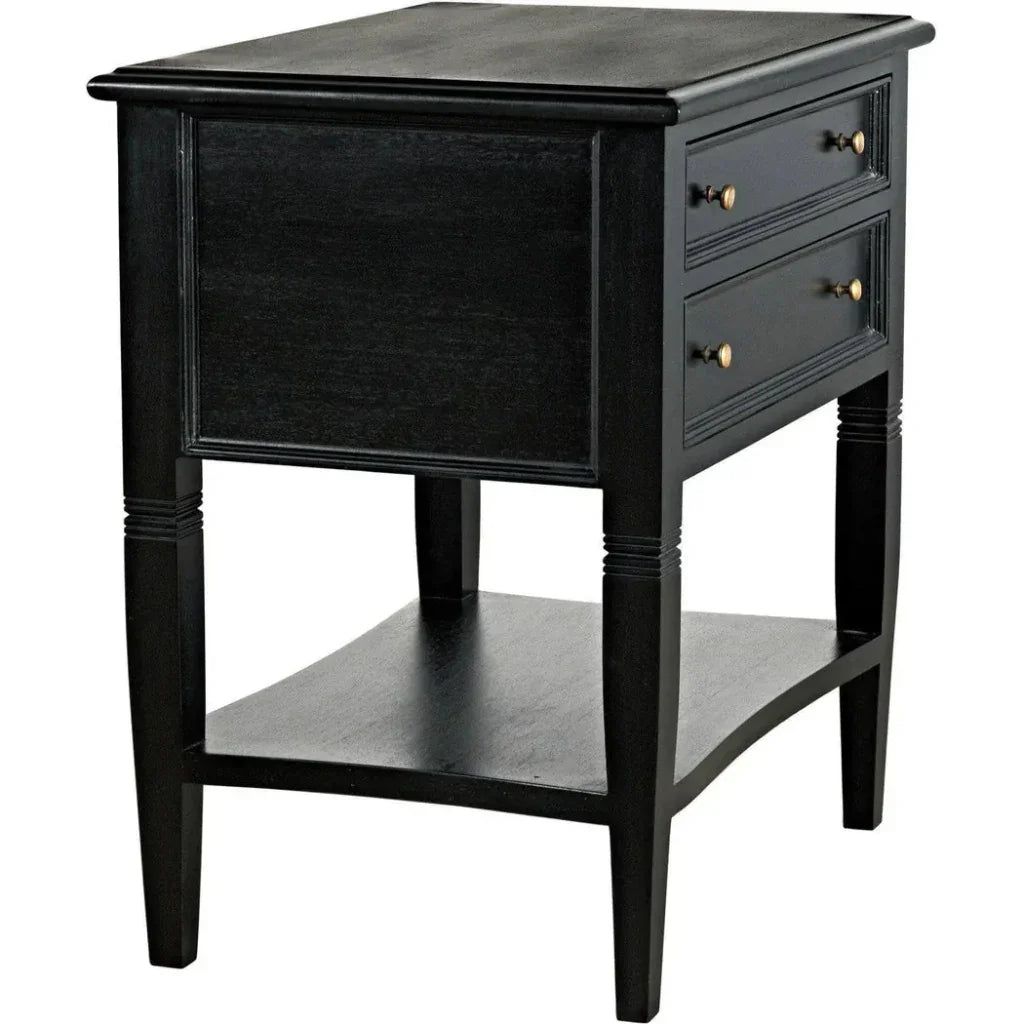 Noir Oxford Two Drawers Wooden Side Table