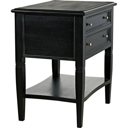 Noir Oxford Two Drawers Wooden Side Table