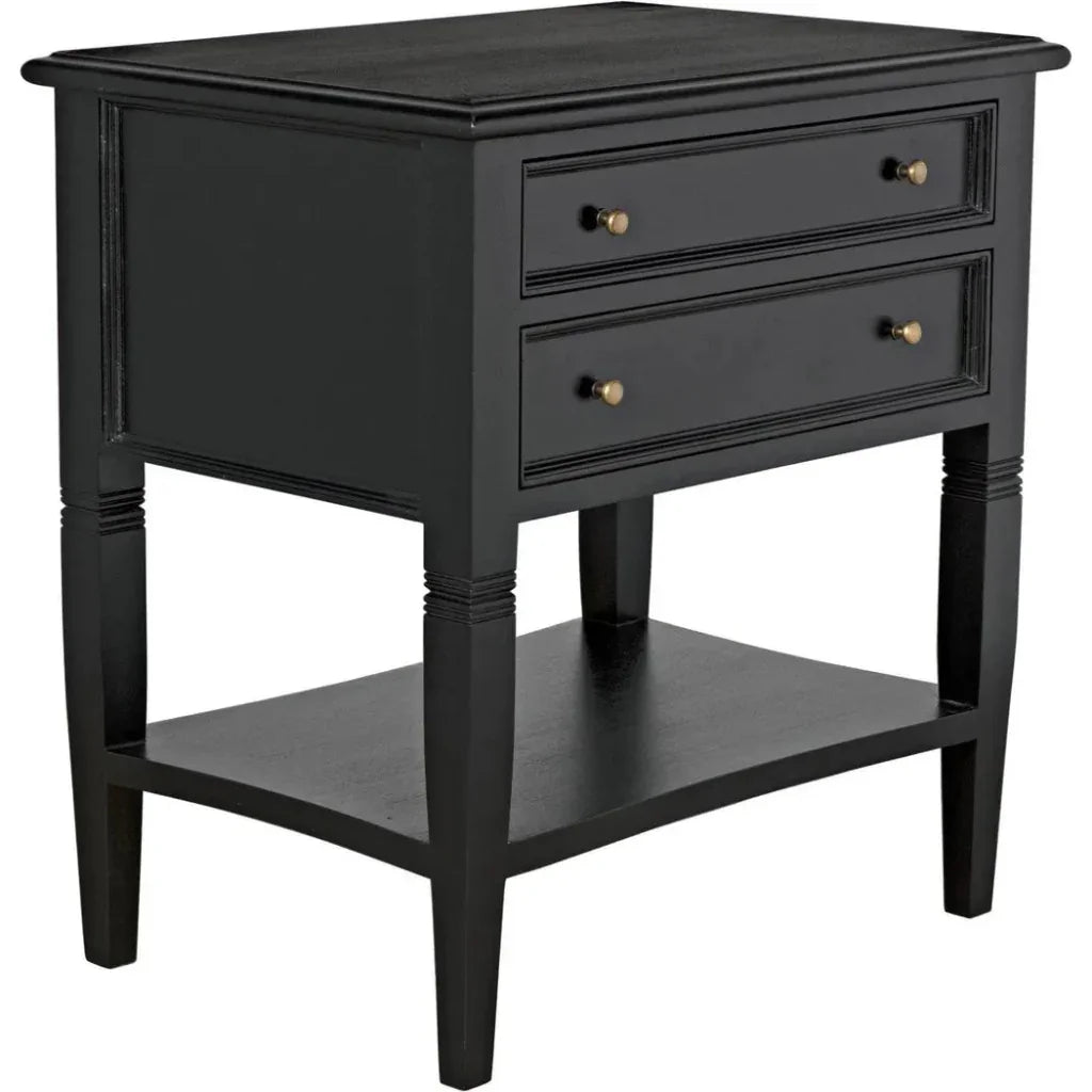 Noir Oxford Two Drawers Wooden Side Table