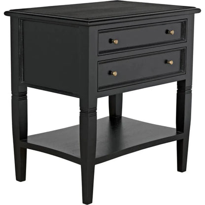 Noir Oxford Two Drawers Wooden Side Table