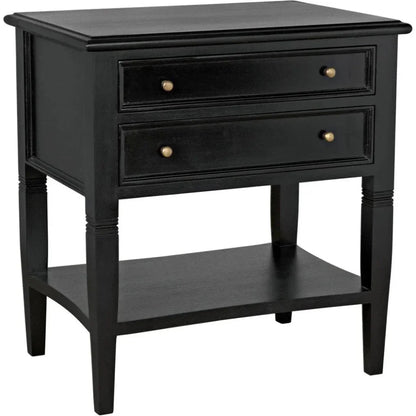 Noir Oxford Two Drawers Wooden Side Table