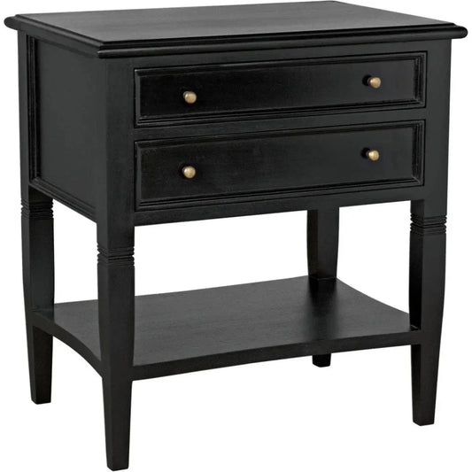 Noir Oxford Two Drawers Wooden Side Table