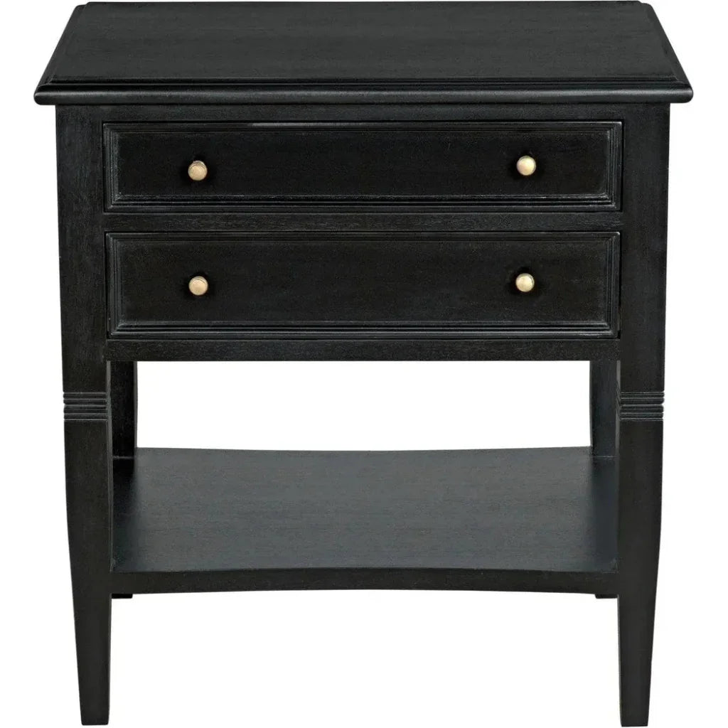 Noir Oxford Two Drawers Wooden Side Table