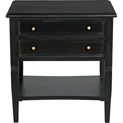 Noir Oxford Two Drawers Wooden Side Table