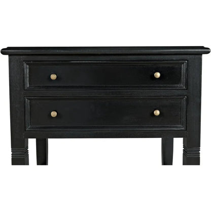 Noir Oxford Two Drawers Wooden Side Table