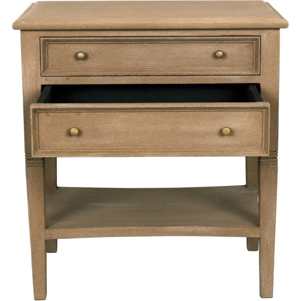 Noir Oxford Two Drawers Wooden Side Table