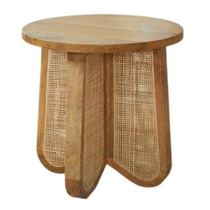 LOOMLAN Jeylira Cane Base Round Lamp Table