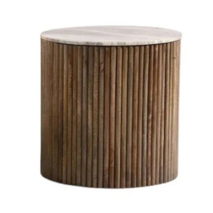 LOOMLAN Sarnelle Marble Top Storage Lamp Table