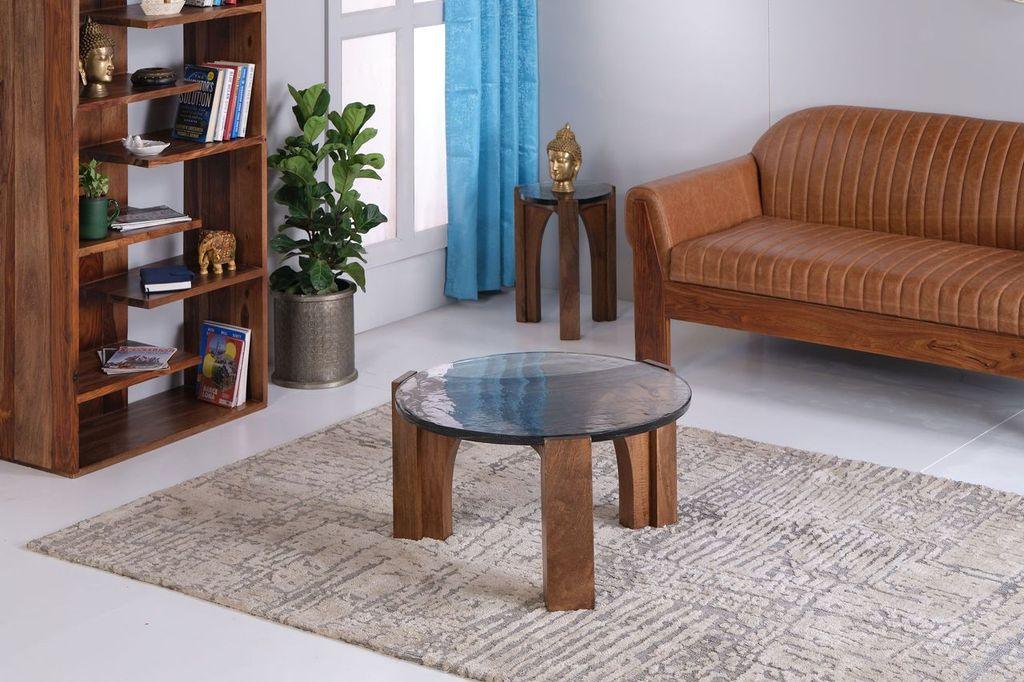 LOOMLAN Daereth Glass Top Round Side Table