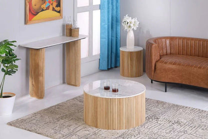 LOOMLAN Trivana White Marble Top Side Table