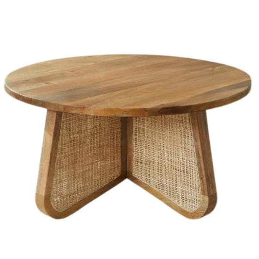 LOOMLAN Jeylira Cane Base Round Coffee Table