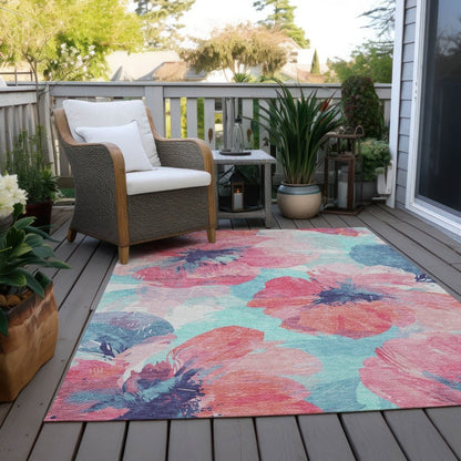 LOOMLAN Rugs Palazira Pink Washable Indoor-Outdoor Rug