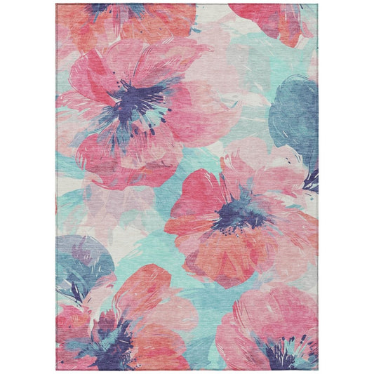 LOOMLAN Rugs Palazira Pink Washable Indoor-Outdoor Rug