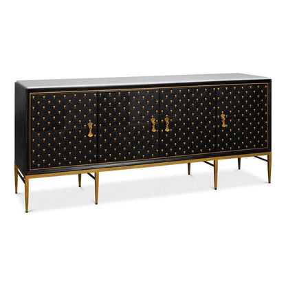 Palisade Shagreen Wood & Metal Black Credenza - LOOMLAN - Sarreid - Sideboards