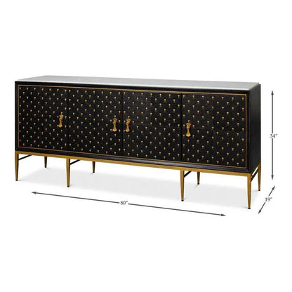 Palisade Shagreen Wood & Metal Black Credenza - LOOMLAN - Sarreid - Sideboards