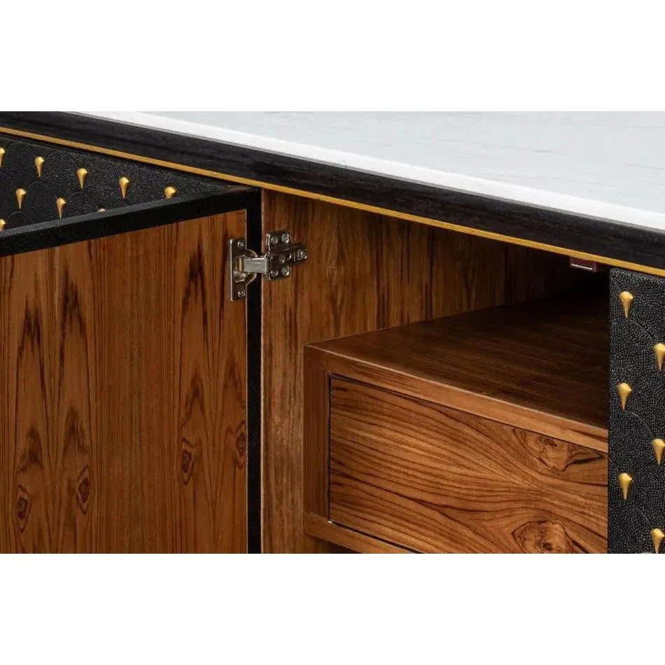 Palisade Shagreen Wood & Metal Black Credenza - LOOMLAN - Sarreid - Sideboards