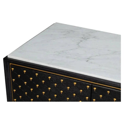 Palisade Shagreen Wood & Metal Black Credenza - LOOMLAN - Sarreid - Sideboards
