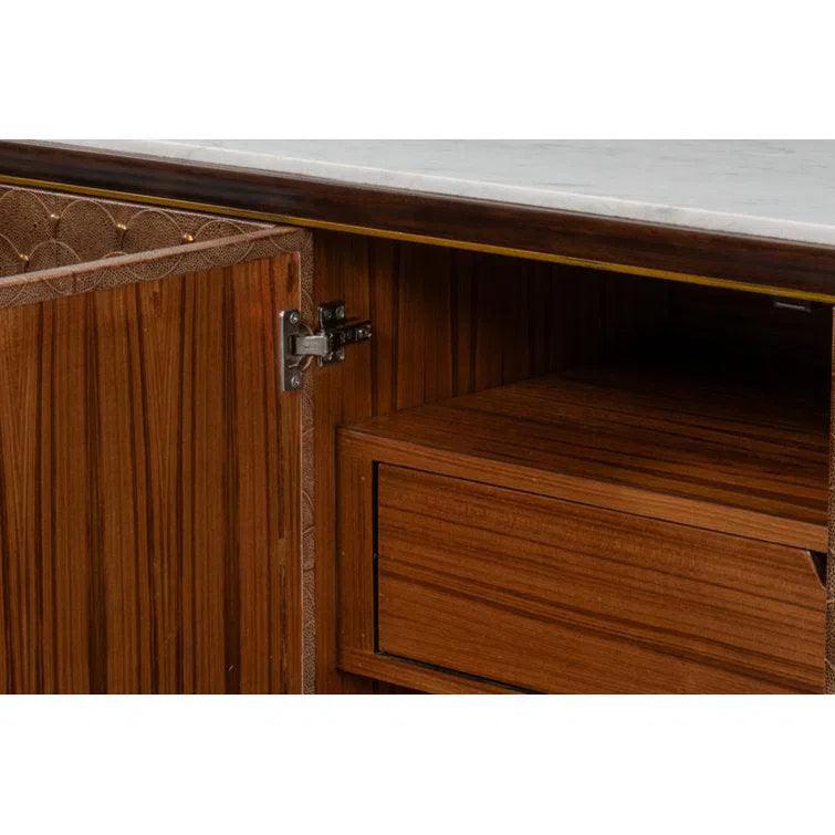Sarreid Palisades Shagreen Wood & Metal Tan Credenza