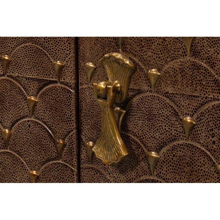 Sarreid Palisades Shagreen Wood & Metal Tan Credenza