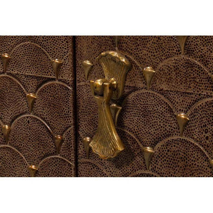 Sarreid Palisades Shagreen Wood & Metal Tan Credenza