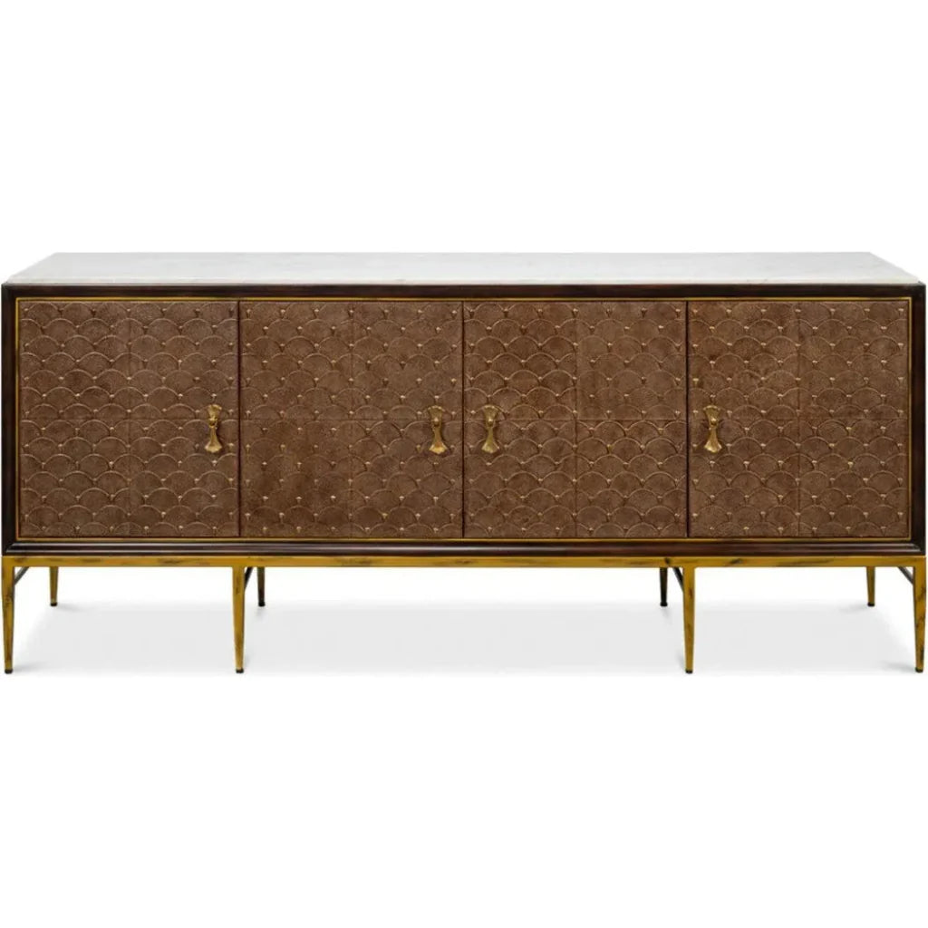 Sarreid Palisades Shagreen Wood & Metal Tan Credenza