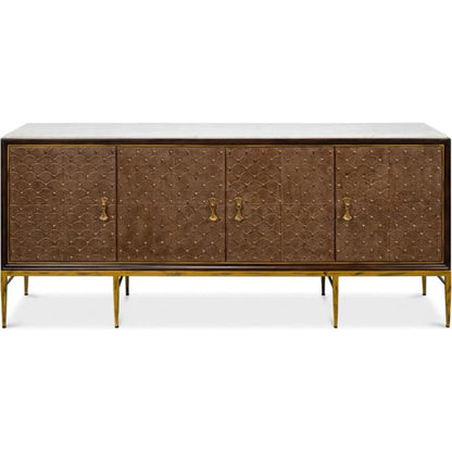 Sarreid Palisades Shagreen Wood & Metal Tan Credenza
